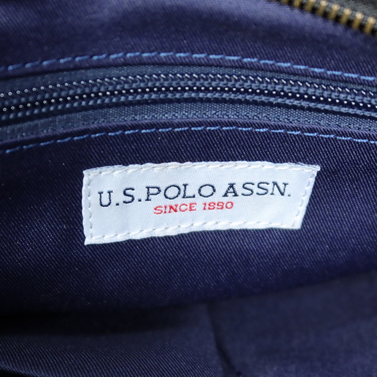 U.S. POLO ASSN.★ロゴ刺繍が印象的!大きめ トートバッグ キャンバス ネイビー系 * ba189