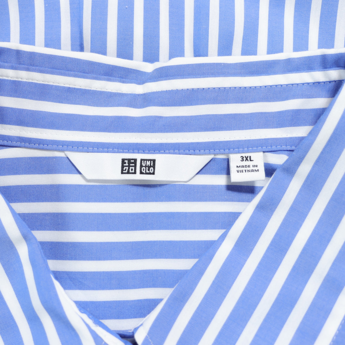 【美品】ユニクロ★長袖シャツ 大きいサイズ3XL ブルー系 ストライプ 薄手 z22872