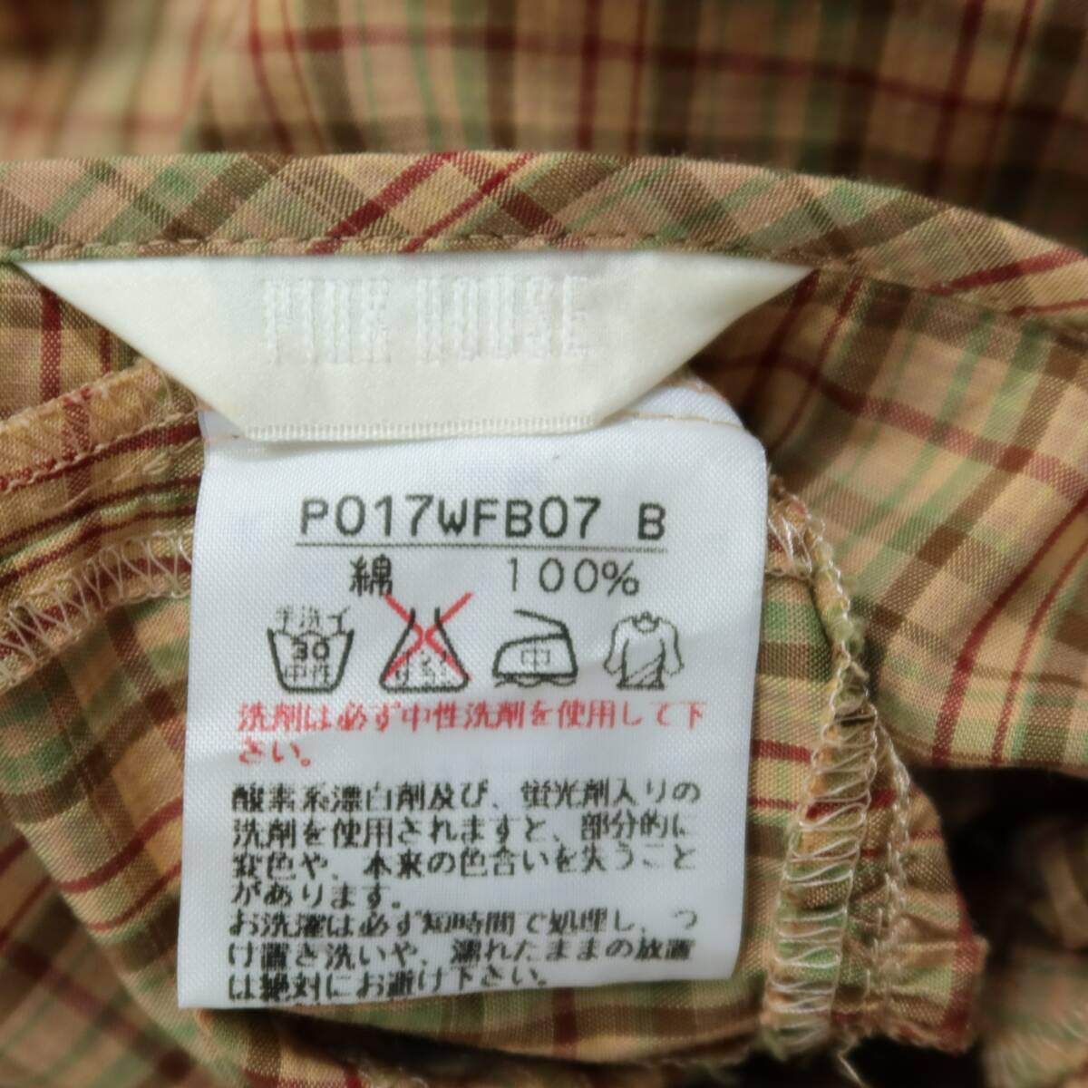 【美品】ピンクハウス★可愛いシルエット♪ パフスリーブチュニックワンピース オリチェ柄 ブラウン系 *z19601