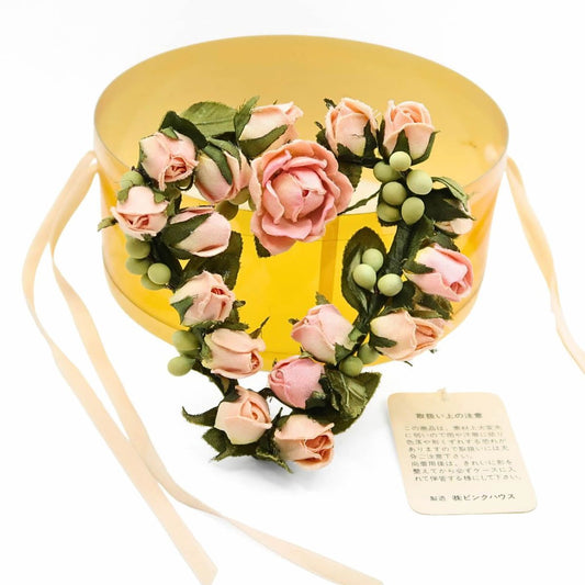 【極美品】ピンクハウス★ロマンティック♪ ミニ薔薇のハートリース ローズモチーフ コサージュ ピンク系 *ko068