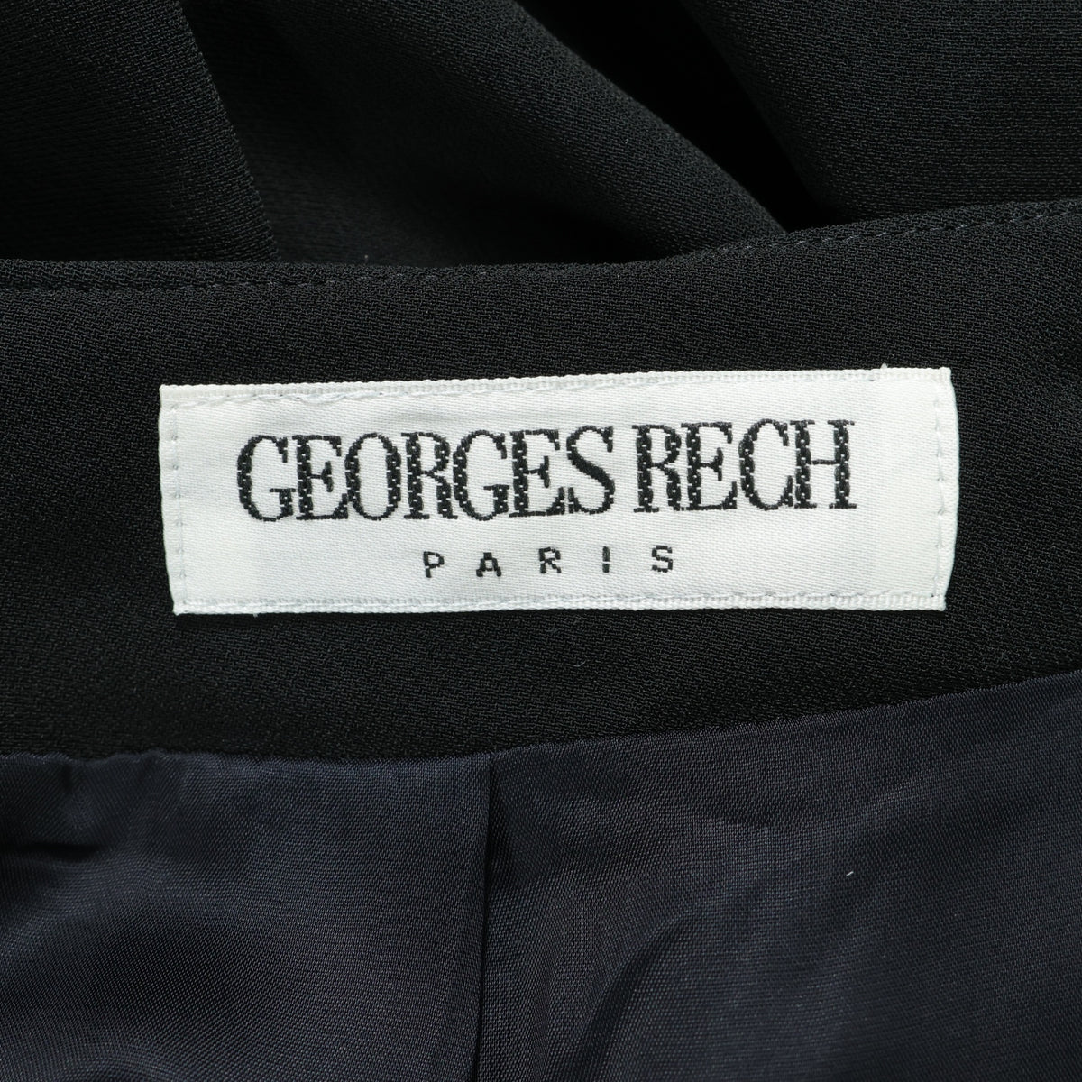 【タグ付き美品】GEORGES RECH ジョルジュレッシュ★シンプルでシック♪ 膝丈タックスカート サイズ38 黒系 z22577