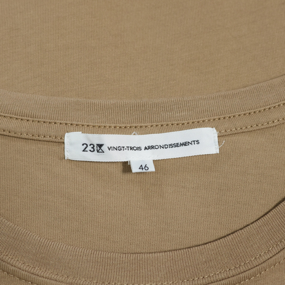 23区★カジュアル 綿100% ロゴ刺繡入り Tシャツ 大きいサイズ46 キャメル系 z22992