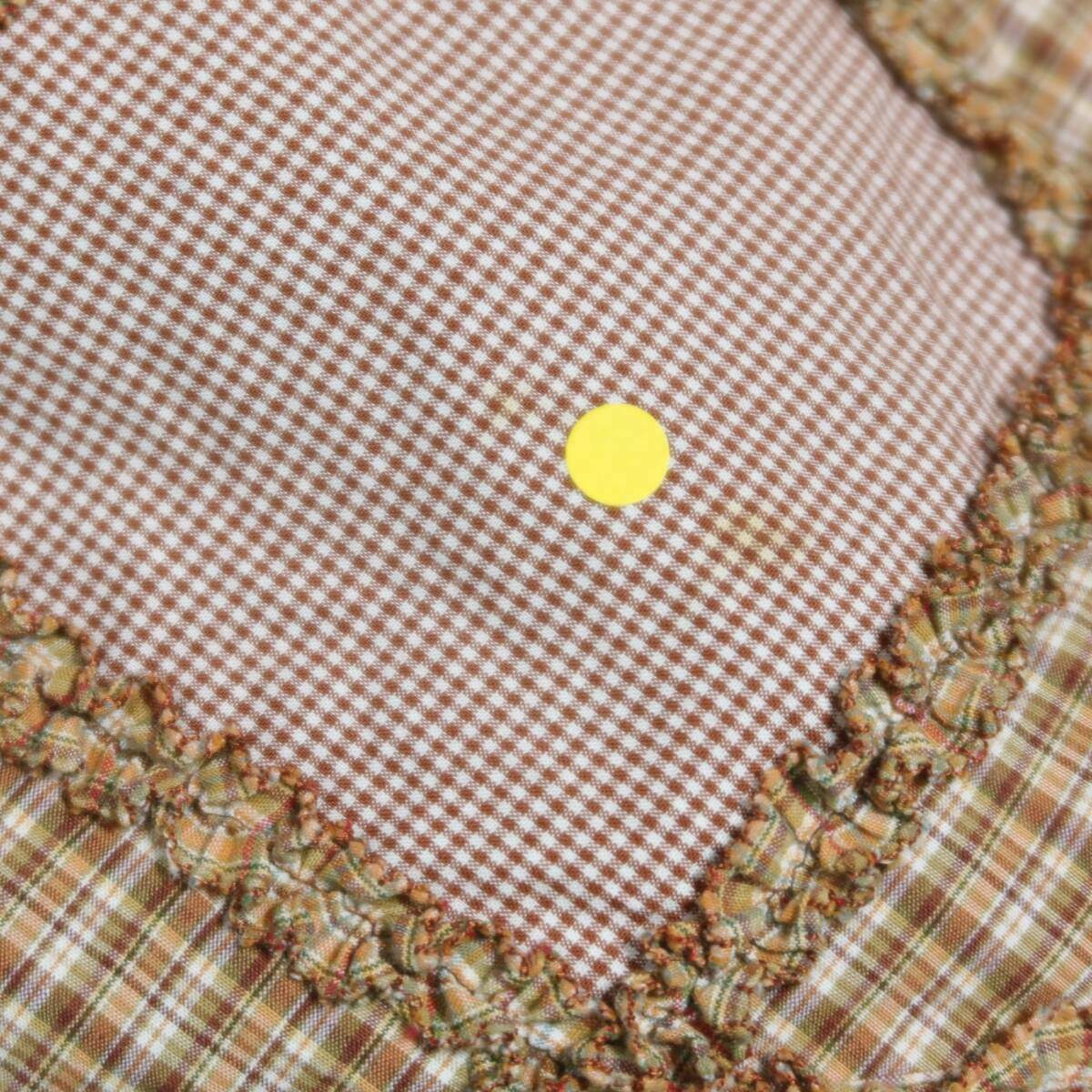 ピンクハウス★ローズ刺繍パッチワーク♪オリチェptワンピース 茶系 前開き フリルたっぷり♪薄手 z20996