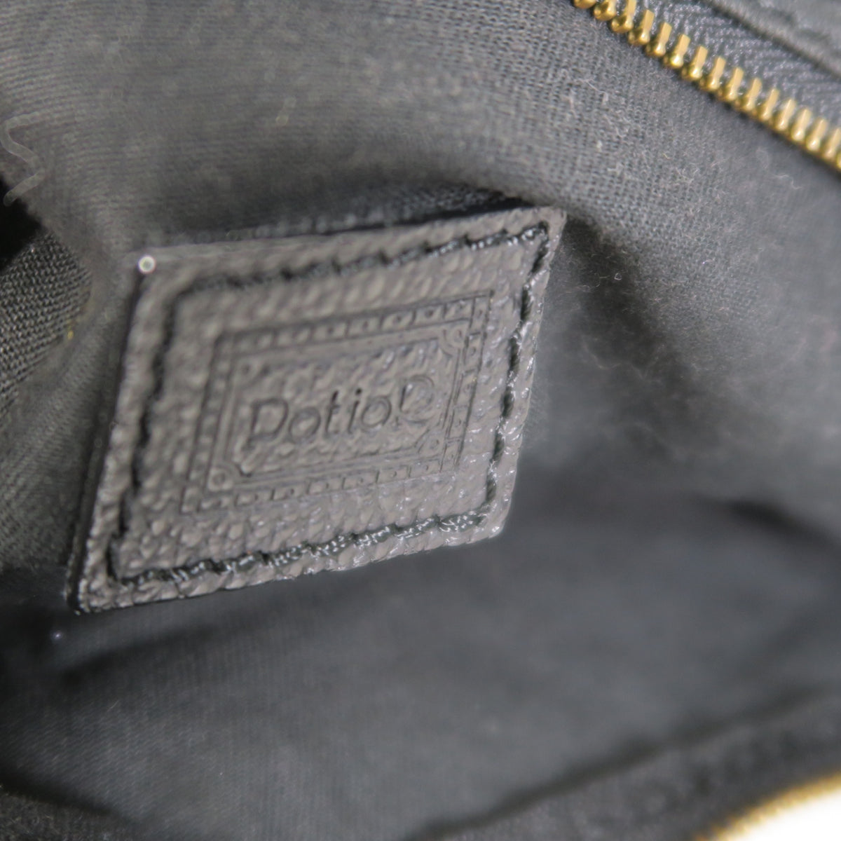 【美品】PotioR ポティオール★可愛い!サイドメッシュ ハンドバッグ 牛皮 レザー 黒系*ba339
