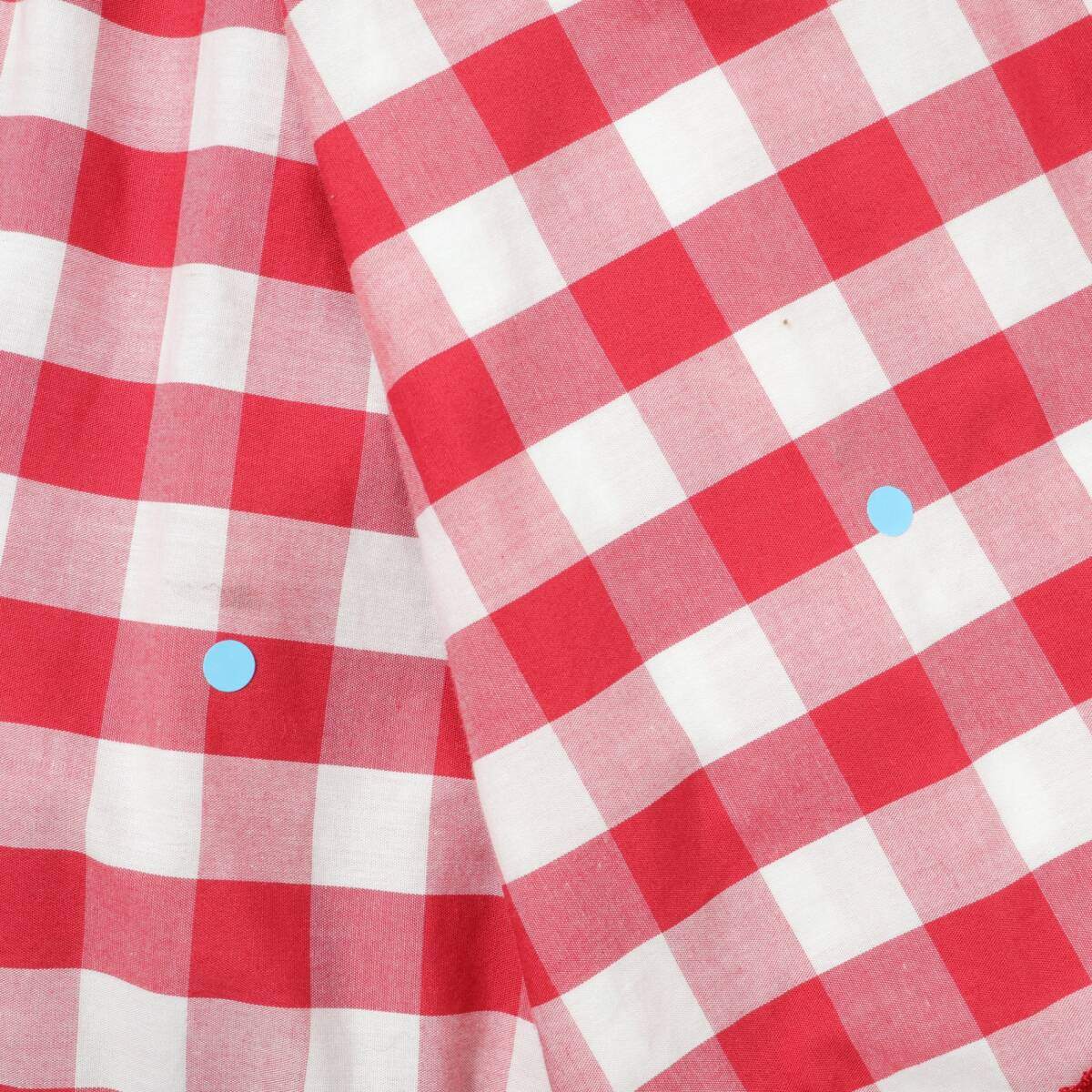 ピンクハウス★鮮やかで目を惹く! ギンガムチェックパッチワークスカート 半月型ワッペンがアクセント ボタン前開き 赤系 z21371