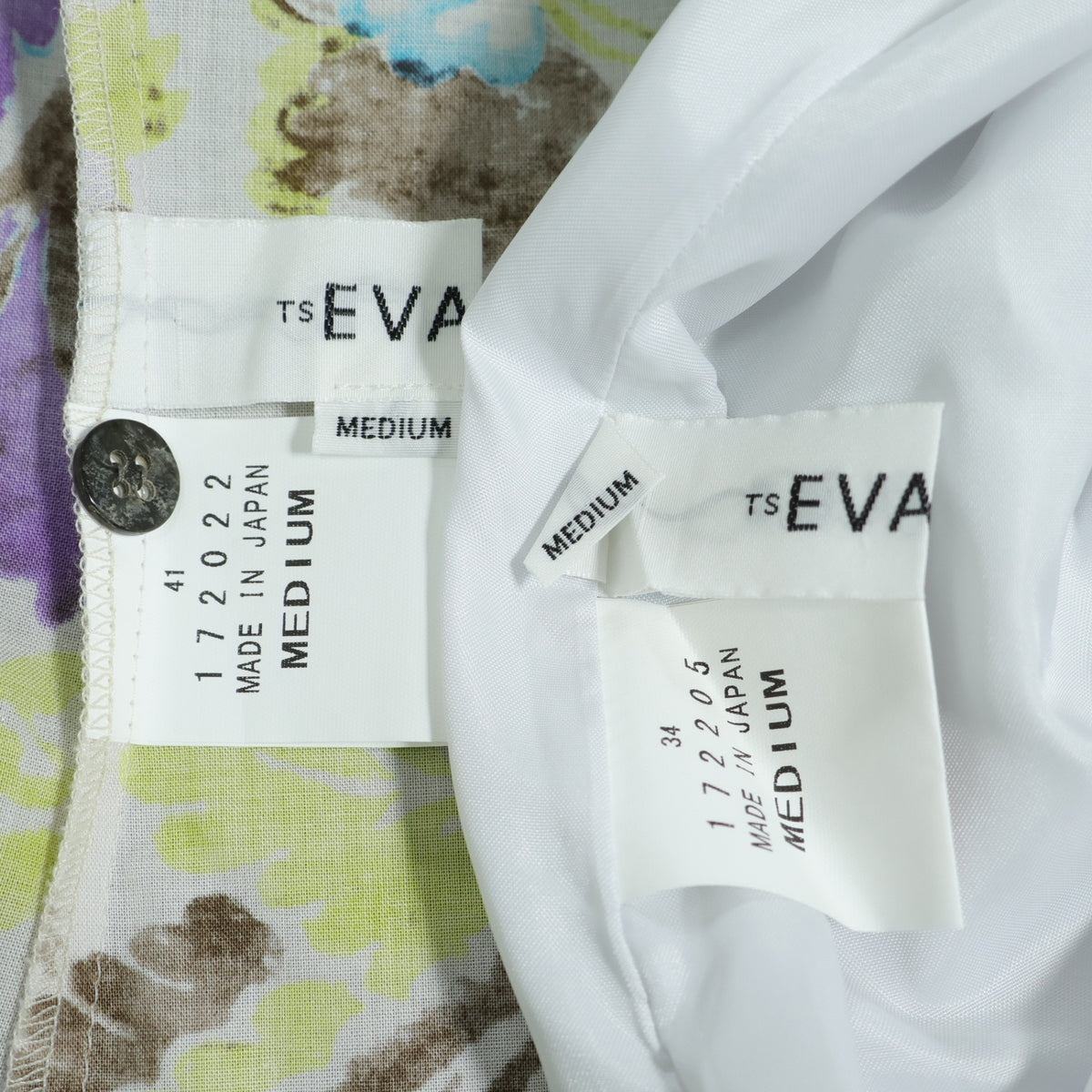 TS EVANCE ティーエスエバンス★華やかな花柄! セットアップ 半袖ブラウス フレアスカート サイズM パープル・ブルー系 z23090