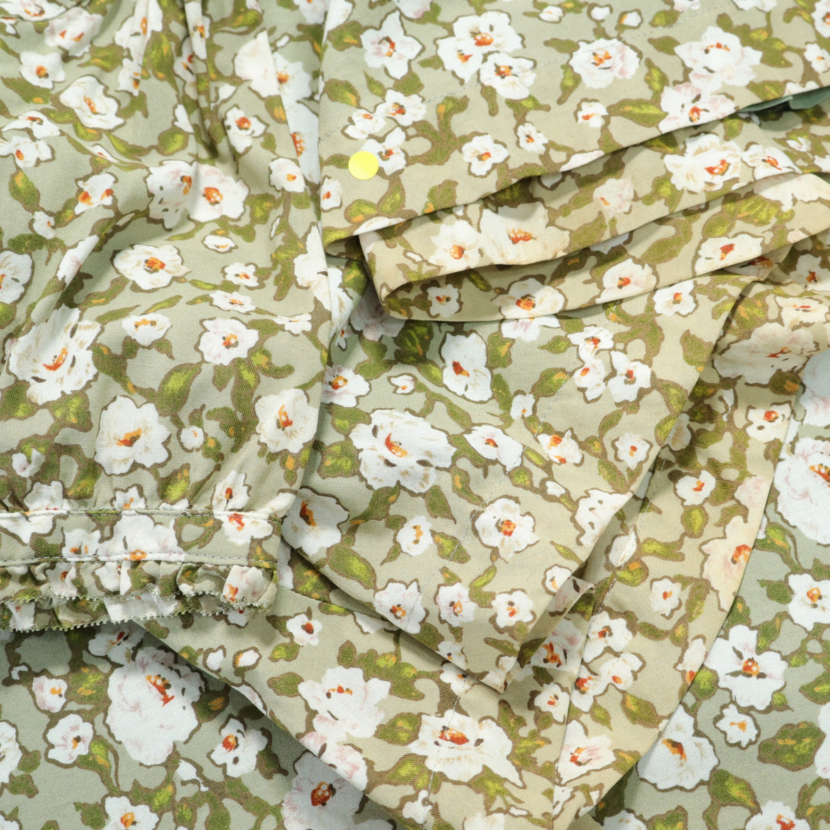 インゲボルグ INGEBORG★花柄半袖ワンピース ピンタック 前開き パフ袖 グリーン系 z22254