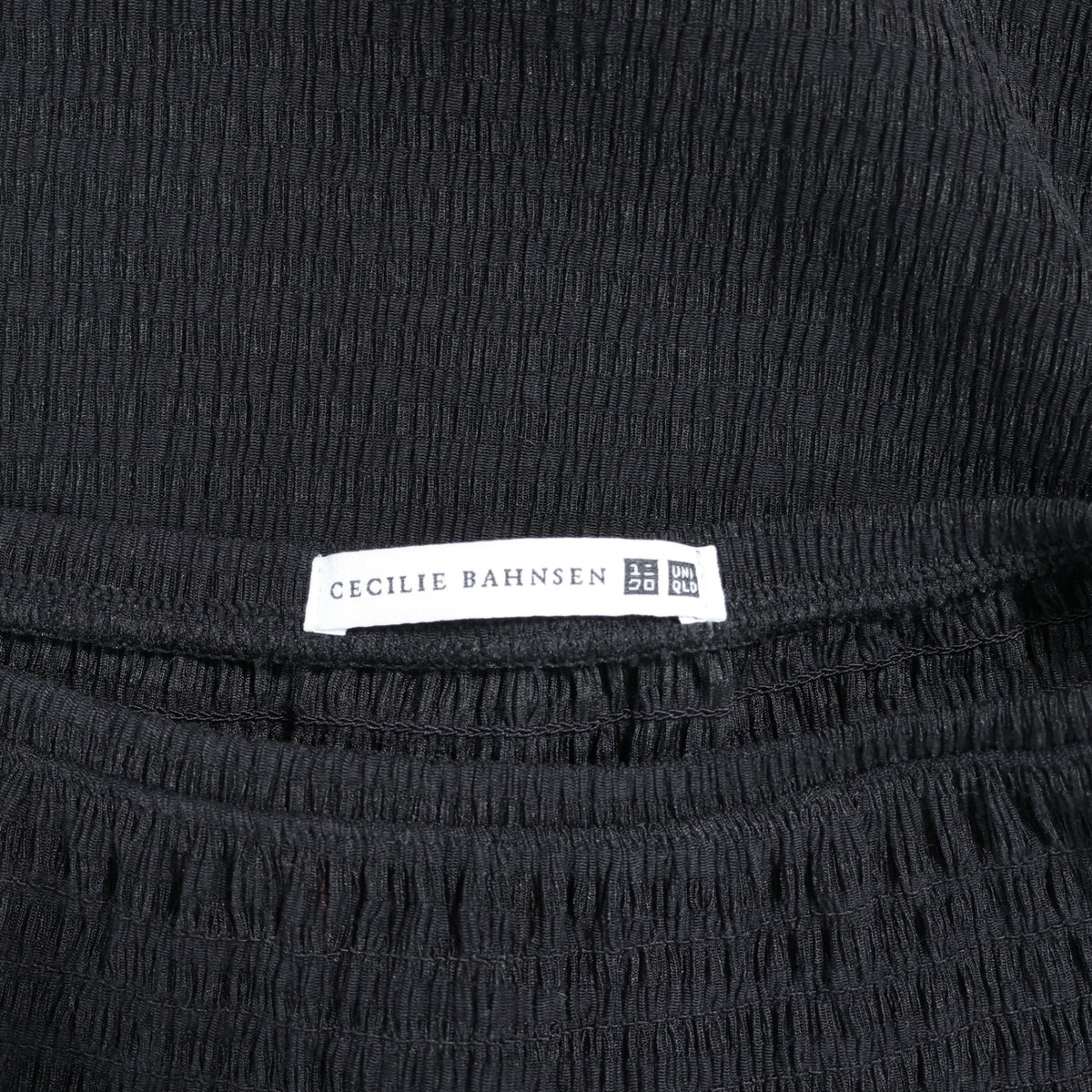 【美品】ユニクロ CECILIE BAHNSEN★シャーリングスカート♪サイズS 黒系 フリル ウエストゴム z22804