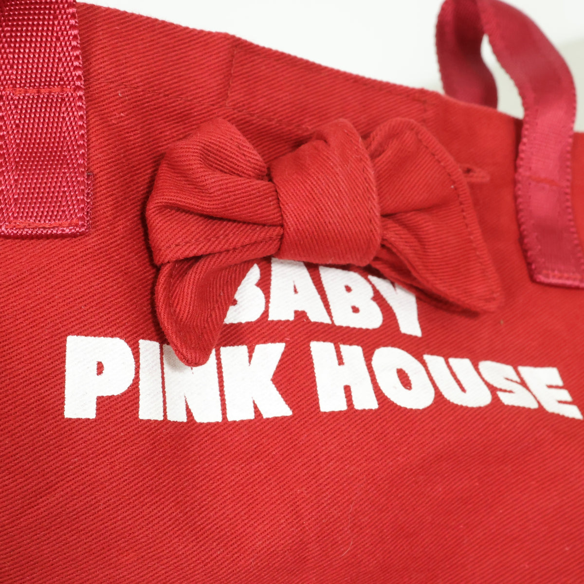 ベビーピンクハウス★リボントートバッグ バケツ型 ロゴ ハンドバッグ 軽量 赤系 ba272