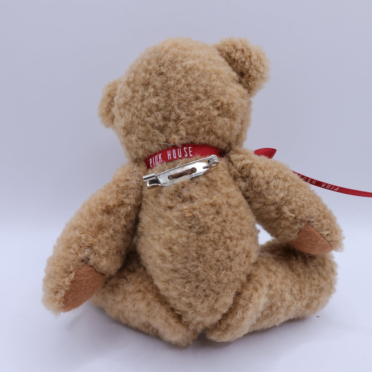 ピンクハウス★くま ぬいぐるみコサージュ 赤リボン ブローチ 茶系 箱付き ko128
