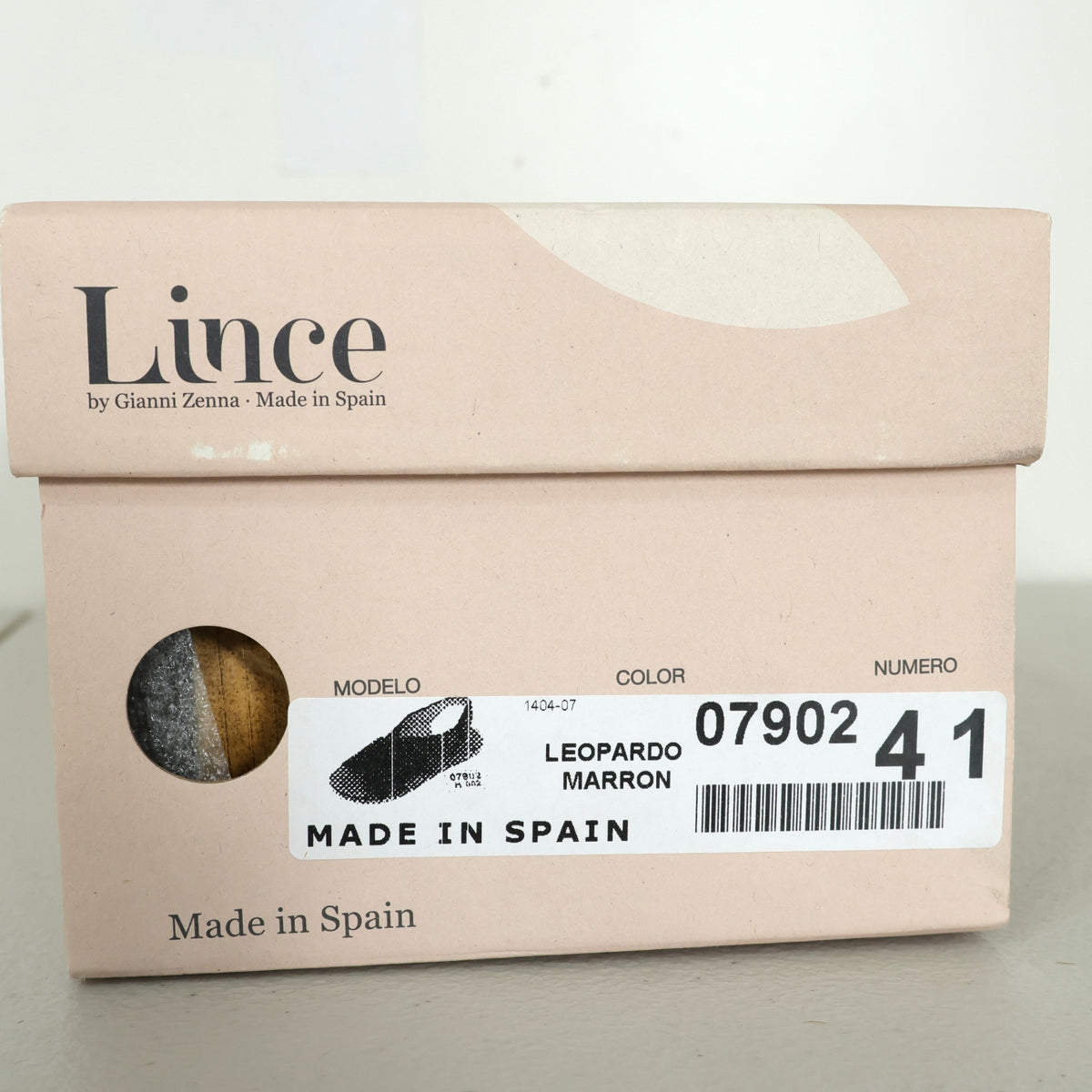 Lince リンス★ハラコ レオパード柄 フラットサンダル 大きいサイズ41 ブラウン系 *sh213