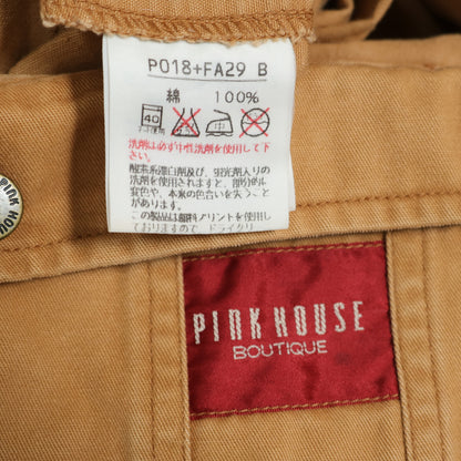 ピンクハウス★ギンガムパッチワーク♪サロペットスカート イエローブラウン系 やや厚手 z20376
