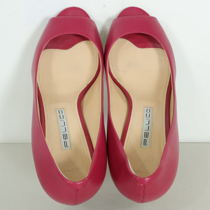【美品】PELLICO ペリーコ★MAIA 革 上品 チャンキーヒール サイズ37  ピンク系　*sh175