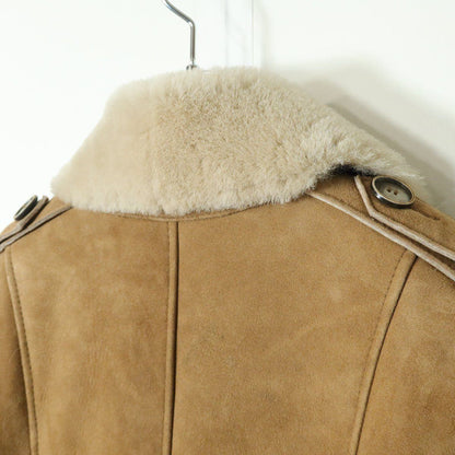 【美品】バルマン BALMAIN★上質！ムートンコート 本革 サイズ9 キャメル系 リアルファー ＊z11217
