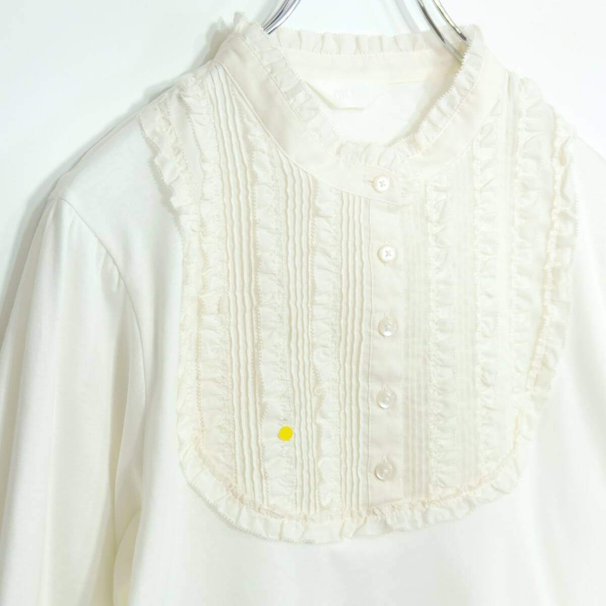 ピンクハウス★♪ピコフリルたっぷり♪華やかな長袖カットソー レイヤード ブラウス サイズ3(M) 白系 z20396
