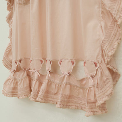 【極美品】ピンクハウス★フラワーピクニック♪くま付きエプロンドレス ローンタブリエ ピンク系 2023年 無地 z23284