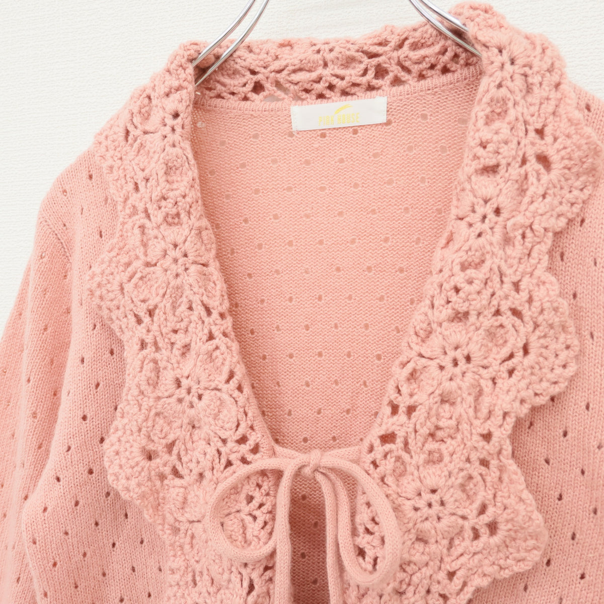 【極美品】ピンクハウス★お花モチーフ♪透かし編みカーディガン はおりもの ピンク系 z23308
