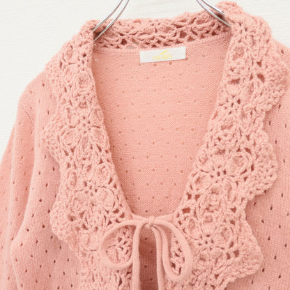 【極美品】ピンクハウス★お花モチーフ♪透かし編みカーディガン はおりもの ピンク系 z23308