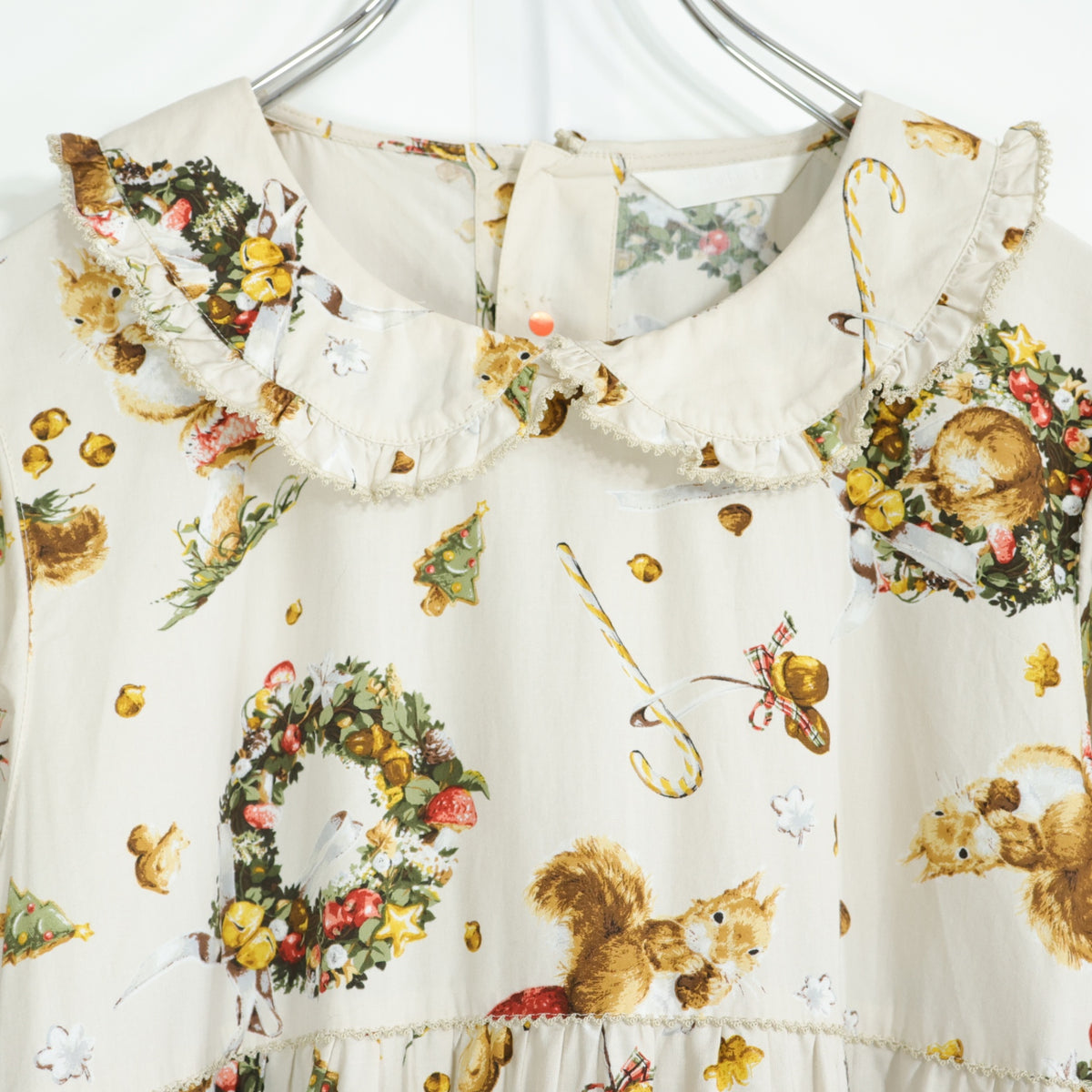 【美品】ピンクハウス★ウィンターフォレストトリートpt♪ワンピース ベージュ系 サテンリボンも♪残布有 2024年製 z22830