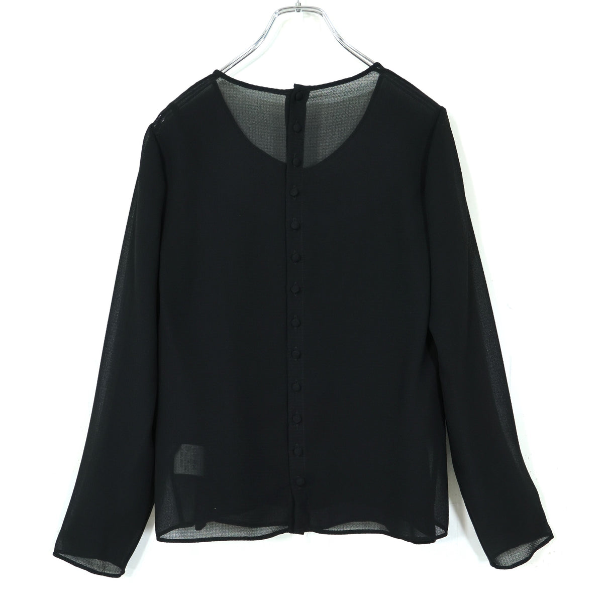【美品】インゲボルグ★リボン付き♪長袖ブラウス 黒系 透け感♪キャミ付 薄手 z217474