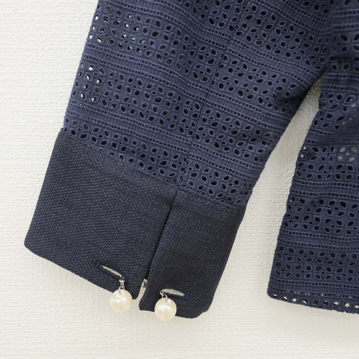 【美品・紙タグ有】インゲボルグ★二点セット！カットワークレースのボレロ&ワンピース サイズ11 紺系 モチーフ♪残布有 z23367