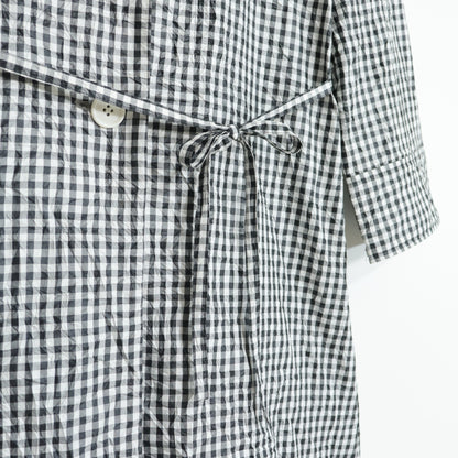 【新品タグ付】GEORGES RECH ジョルジュ レッシュ★涼しげ♪ジャケットコート スプリングコート サイズ38 黒白系 ギンガムチェック 薄手 z22343