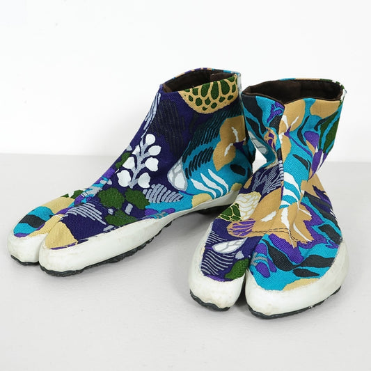 SOUSOU★貼付地下足袋 27.0cm 3枚コハゼ 花柄 総柄 風雅青系 sh232