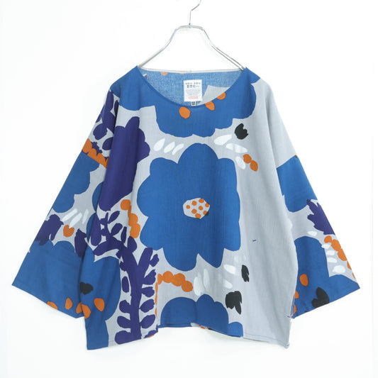 【美品！】SOUSOU ソウソウ★高島縮♪薙刀四角衣 ほほえみ サイズM グレー系 フレンチ袖カットソー z22813