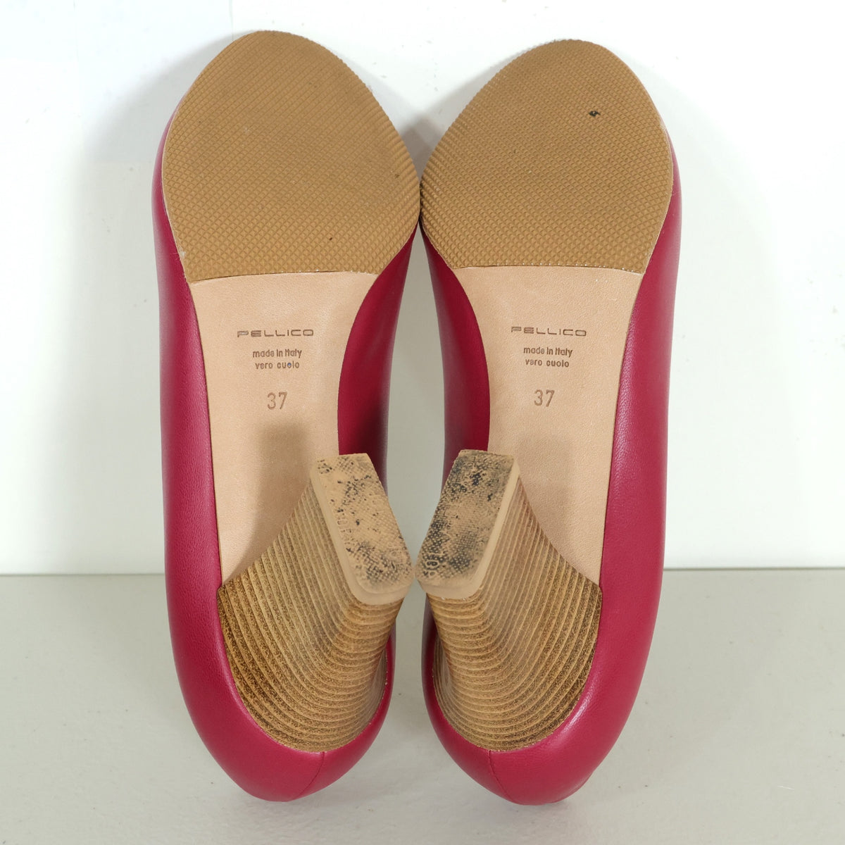【美品】PELLICO ペリーコ★MAIA 革 上品 チャンキーヒール サイズ37  ピンク系　*sh175