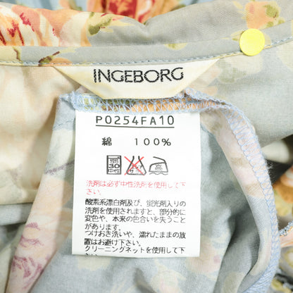 インゲボルグ★薔薇pt♪七分袖ワンピース 水色系 前開き ピンタック&フリル ♪薄手 z22670