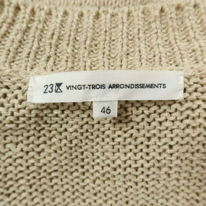 23区★シルク＆麻 混紡♪上質ニット Vネックカーディガン  ゆったりシルエット 大きいサイズ46 ベージュ系＊z12853
