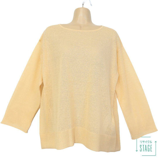 【新品・14500円のタグ付】23区★大人上品♪サマーニット 長袖 大きいサイズ44 綿麻混♪無地 シアー感 薄オレンジ系 z6498