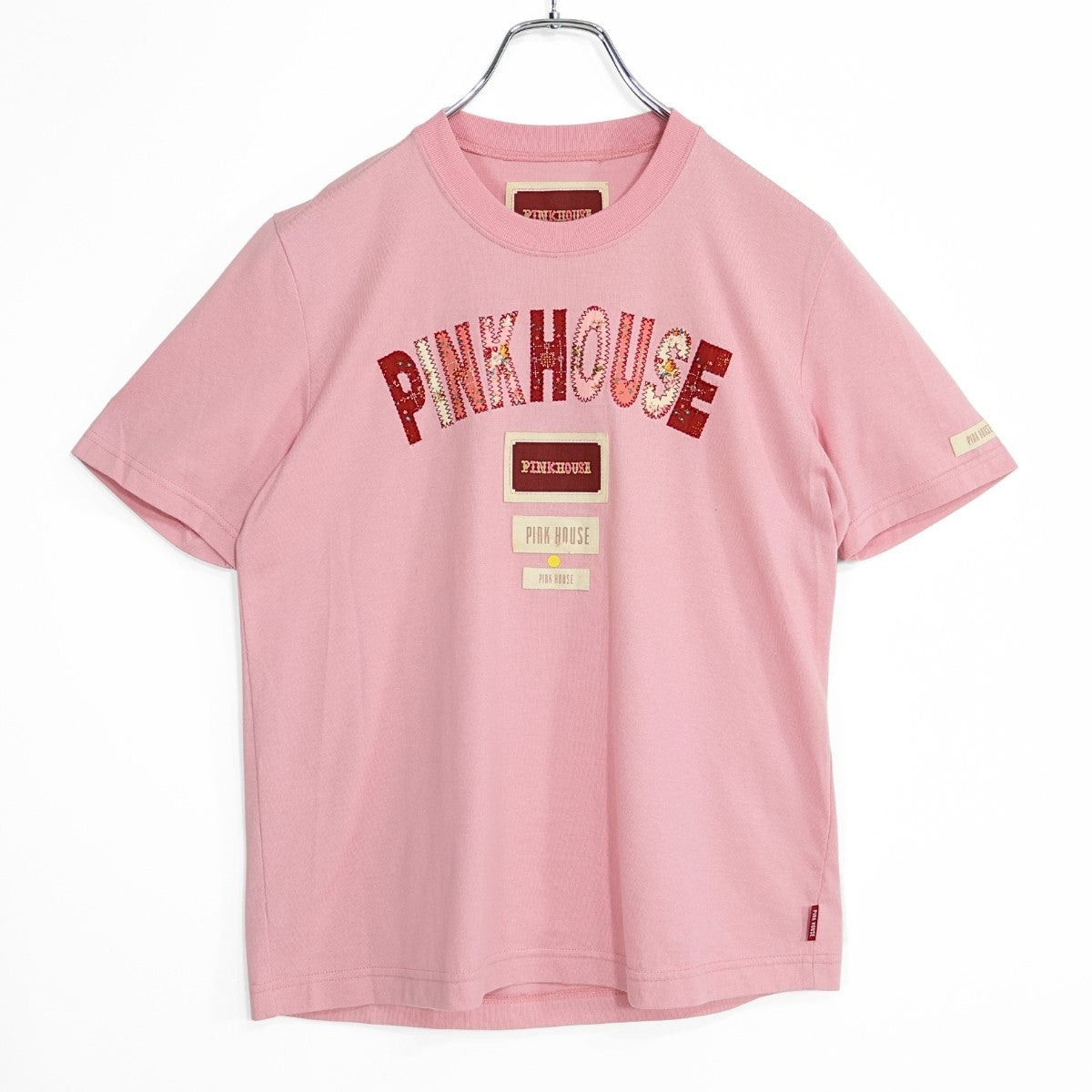 ピンクハウス★カジュアル アーチロゴ ワッペン 半袖 Tシャツ サイズL ピンク系 z23072