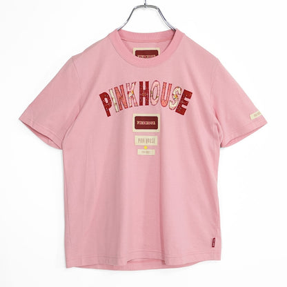 ピンクハウス★カジュアル アーチロゴ ワッペン 半袖 Tシャツ サイズL ピンク系 z23072