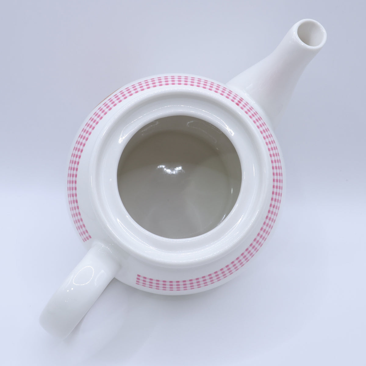 【美品】ピンクハウス★キューピー&ギンガム♪ティーポット 紅茶ポット 陶器 白×ピンク系 so410