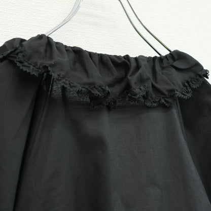 【美品】ピンクハウス★たっぷりフリル♪キュートな半袖ローンブラウス ボレロ風 黒系 2023年製 無地 z23576
