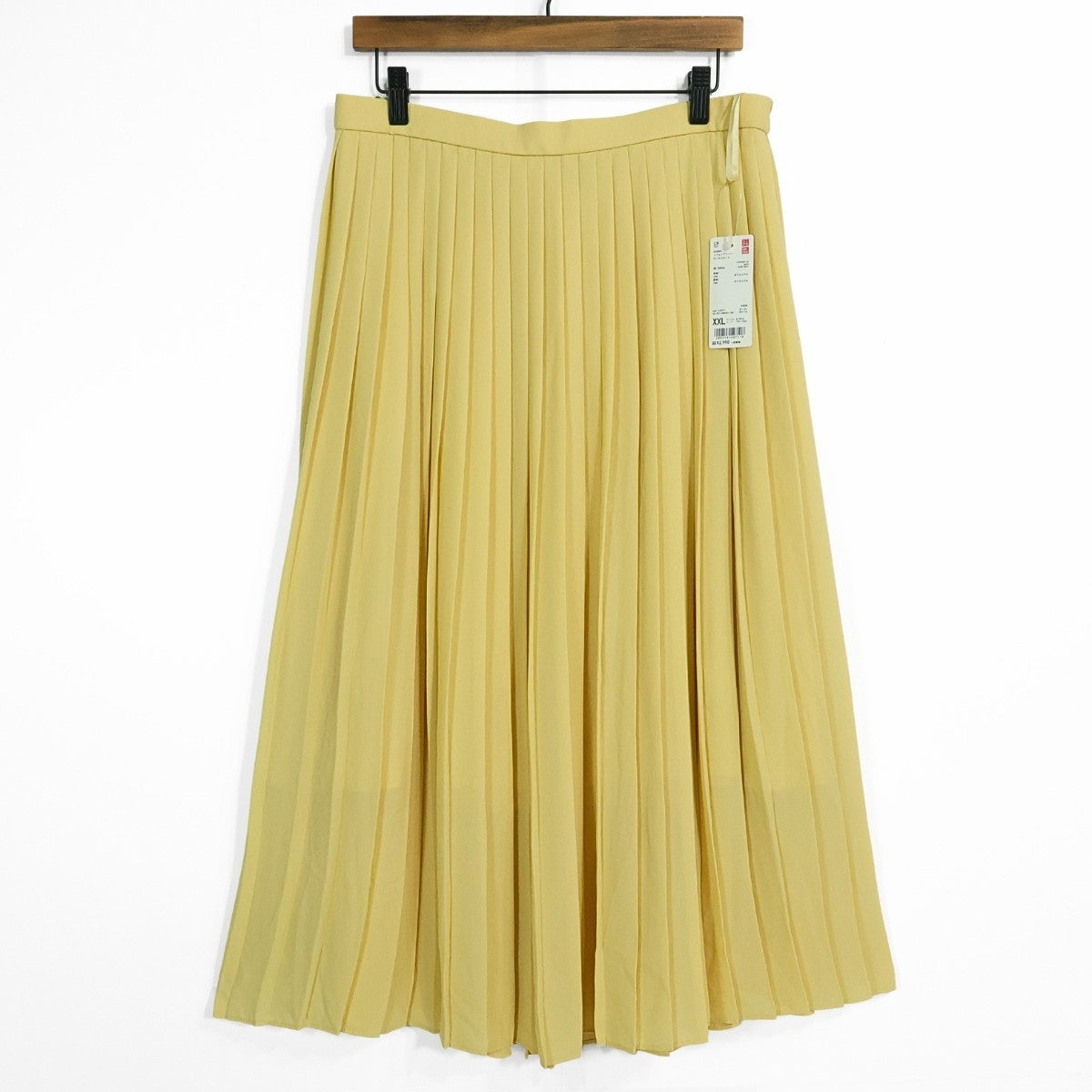 【新品タグ付】UNIQLO★シフォンプリーツロングスカート♪裏地付き サイズXXL イエロー系 z22881