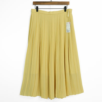 【新品タグ付】UNIQLO★シフォンプリーツロングスカート♪裏地付き サイズXXL イエロー系 z22881