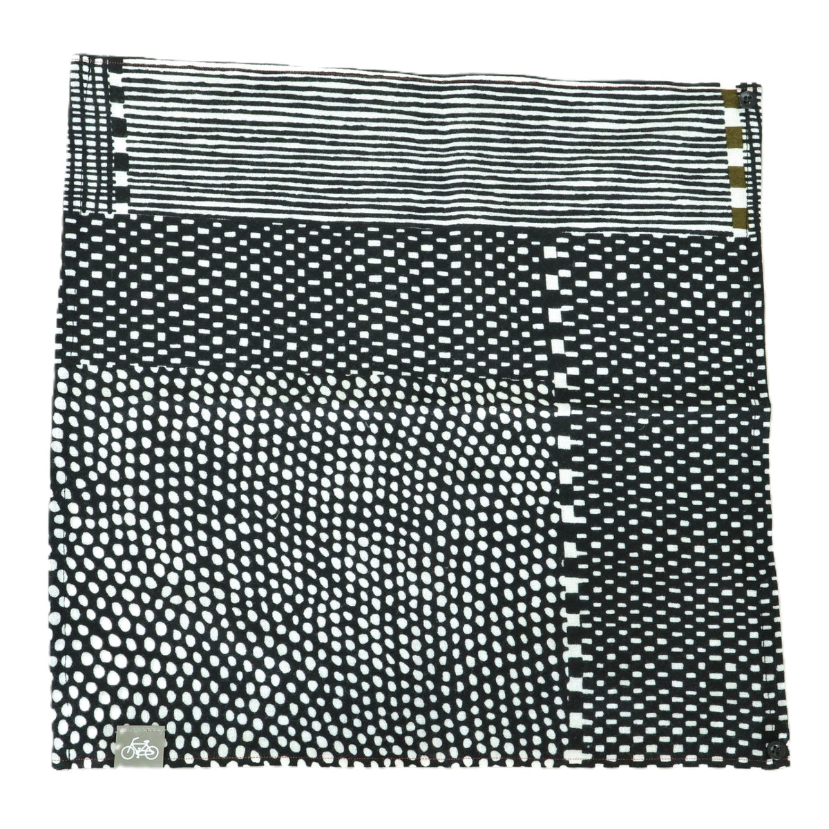 【美品】ソウソウ デポルターレ SOUSOU★伊勢木綿 B.Hサンシェード 間がさね 墨黒に苔 黒系 ドット&ストライプ so0270