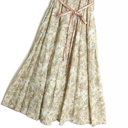 【極美品】ピンクハウス★清楚で可愛い！ バルーン袖♪風景スケッチ柄♪ 半袖ワンピース ミックス系 前開き ＊ z15960