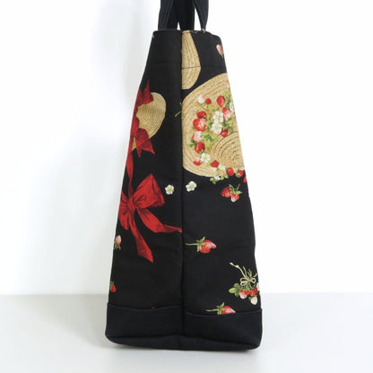 ピンクハウス★苺ウサギがかくれんぼ 可愛い！ ストロベリーハット バッグ 黒系 ＊ba305