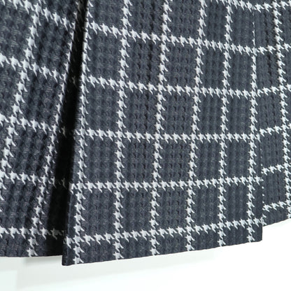 ギャバジンケーティー Gabardine K.T★シルバーのきらめき♪ボックスプリーツスカート サイズ9 黒系 チェック柄 薄手 z22084