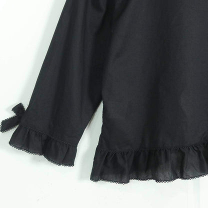 【美品】ピンクハウス★可愛い！フリル、リボンいっぱい♪オーバーブラウス はおりもの 黒系 段々フリル z19586
