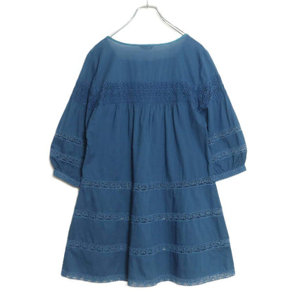 ピンクハウス★ふんわりフォルムのローンブラウス  豪華な薔薇のカットワークレース♪サテンリボンも♪無地 青緑系 ＊z15187