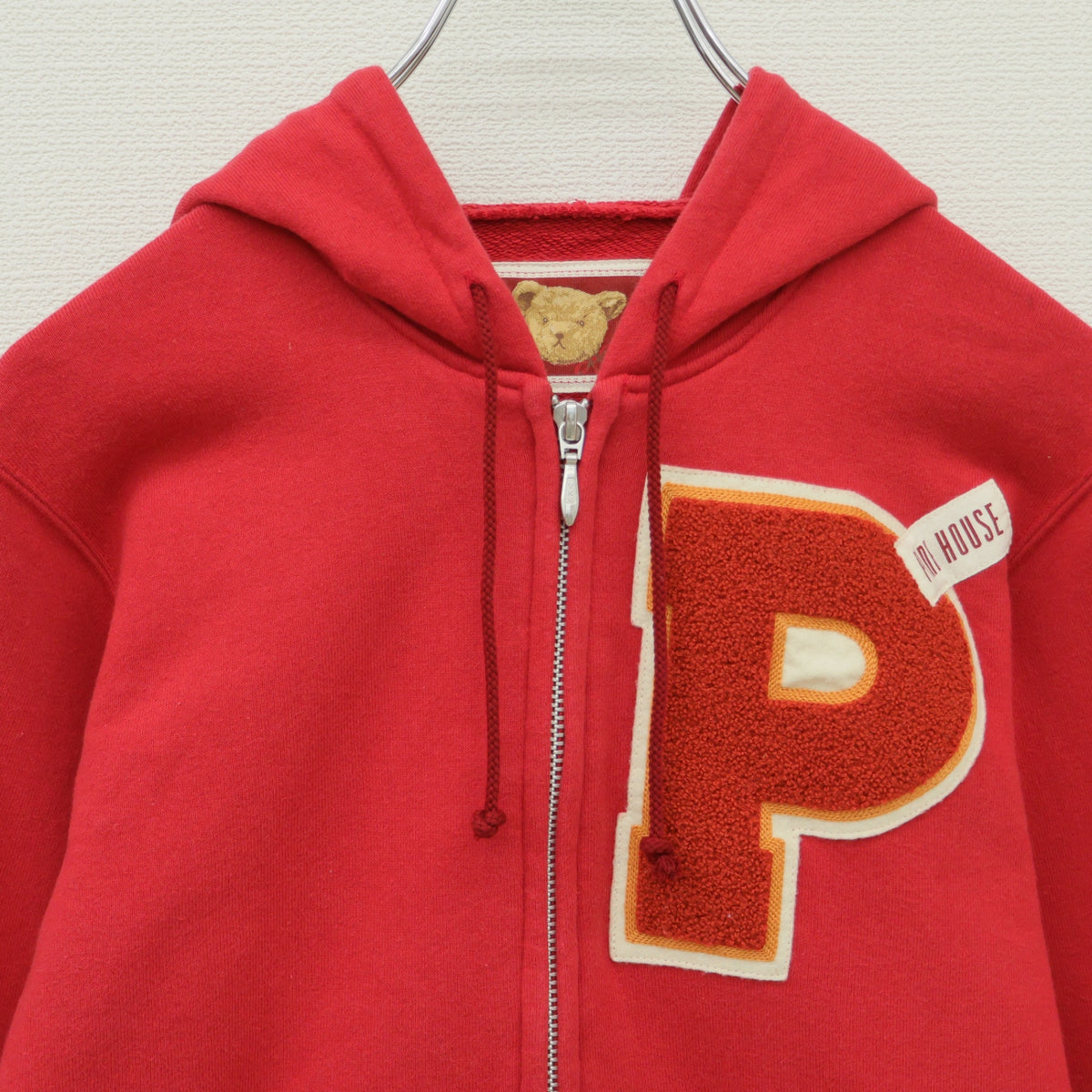 ピンクハウス★ジップアップパーカー スウェット サイズM 赤系 サガラ刺繍ロゴ♪無地 z23192