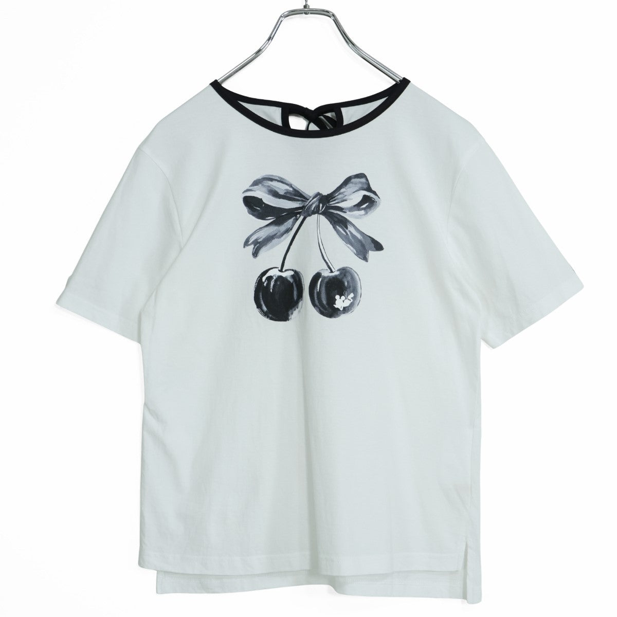 ローズティアラ★ミッキーマウス&さくらんぼ♪半袖カットソー Tシャツ サイズ38 白系 無地 z22762