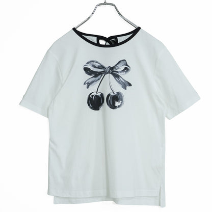 ローズティアラ★ミッキーマウス&さくらんぼ♪半袖カットソー Tシャツ サイズ38 白系 無地 z22762