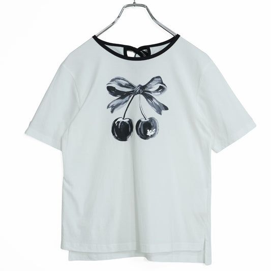 ローズティアラ★ミッキーマウス&さくらんぼ♪半袖カットソー Tシャツ サイズ38 白系 無地 z22762
