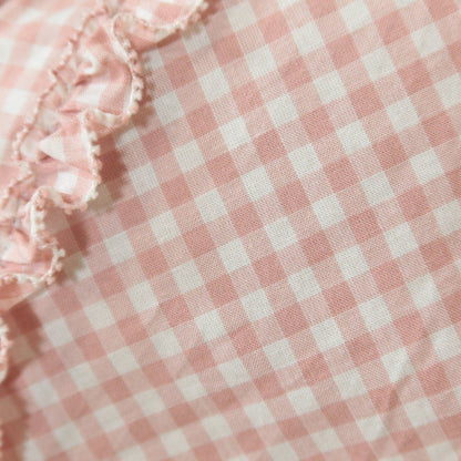【美品】ピンクハウス★大人可愛い♪半袖ワンピース ミニ丈 キュートな総ギンガムチェック！薄手 春夏 ピンク×白系 z8532s