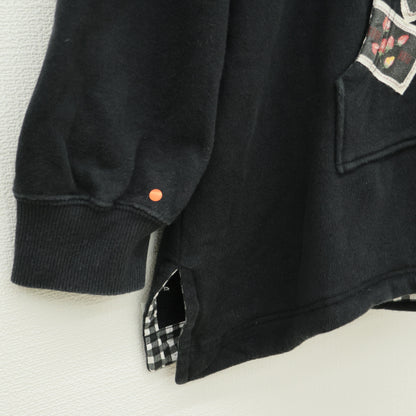 ピンクハウス★パーラー刺繍♪フーディパーカー 黒系 ギンガム使い♪2023年製 無地 z23193